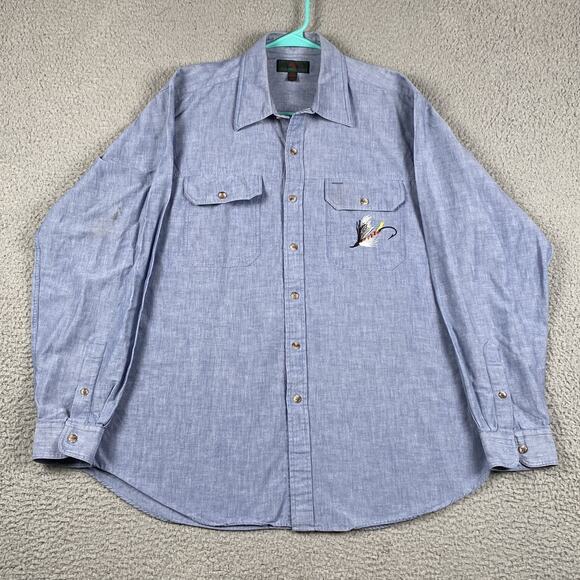 VTG Abercrombie & Fitch Button Shirt Men's Large Blue Made Hong Kong 90's Work - Picture 1 of 8
